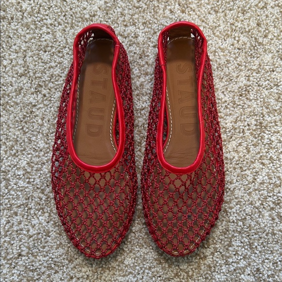 STAUD Red Mesh Flats - Picture 1 of 5